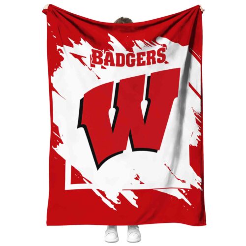 wisconsin badgers splatter effect red blanket best selling