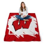 wisconsin badgers splatter effect red blanket best selling