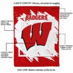 wisconsin badgers splatter effect red blanket best selling