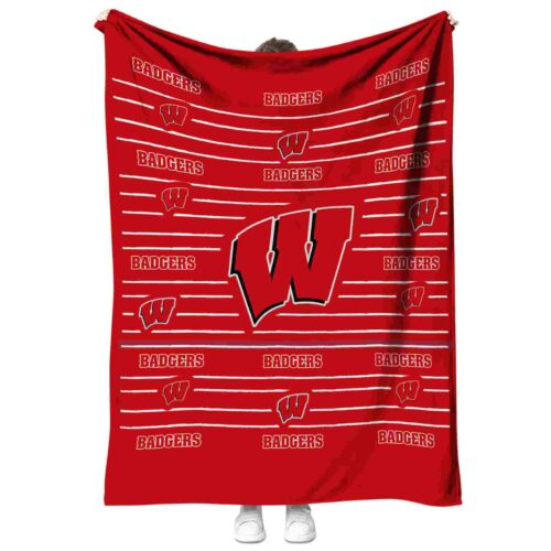 wisconsin badgers striped pattern red blanket best selling