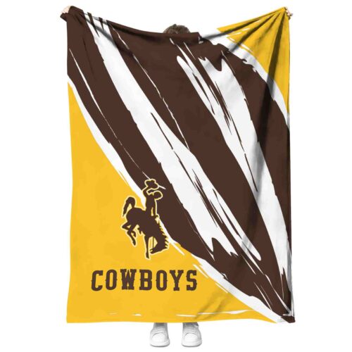 wyoming cowboys brushstrokes brown white blanket best selling