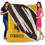wyoming cowboys brushstrokes brown white blanket best selling