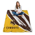 wyoming cowboys brushstrokes brown white blanket best selling