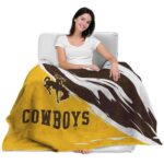 wyoming cowboys brushstrokes brown white blanket best selling