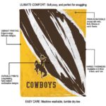 wyoming cowboys brushstrokes brown white blanket best selling