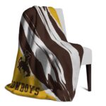 wyoming cowboys brushstrokes brown white blanket best selling