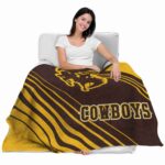 wyoming cowboys diagonal stripes brown blanket best selling