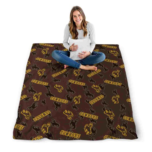 wyoming cowboys diehard fans brown blanket high quality