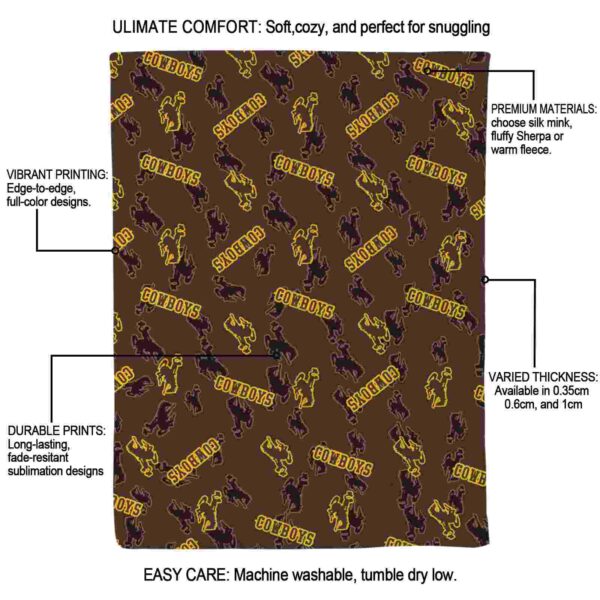 wyoming cowboys diehard fans brown blanket new arrival