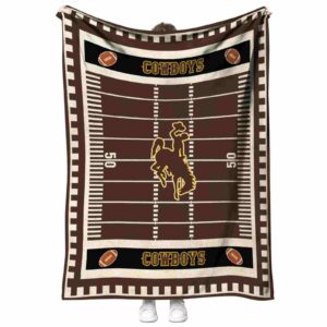 wyoming cowboys football field brown blanket best selling