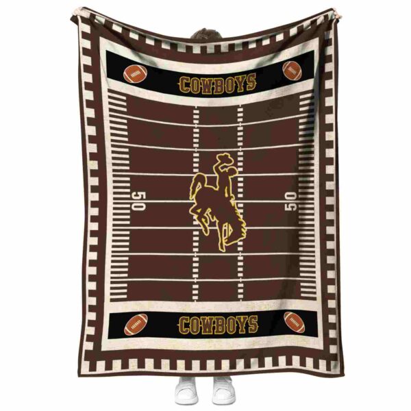 wyoming cowboys football field brown blanket best selling