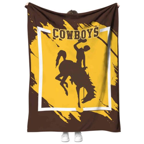 wyoming cowboys splatter effect brown blanket best selling