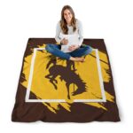 wyoming cowboys splatter effect brown blanket high quality