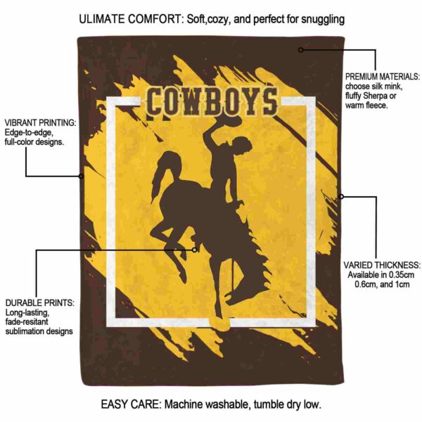 wyoming cowboys splatter effect brown blanket new arrival