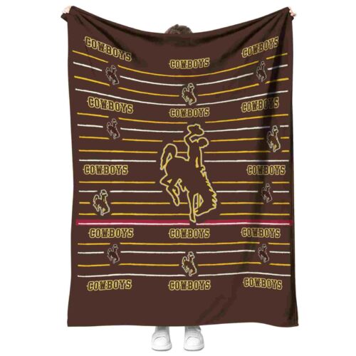 wyoming cowboys striped pattern brown blanket best selling
