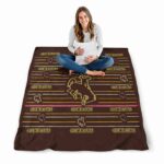 wyoming cowboys striped pattern brown blanket high quality