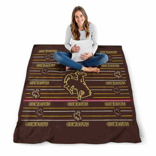 wyoming cowboys striped pattern brown blanket high quality