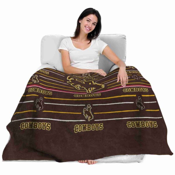 wyoming cowboys striped pattern brown blanket latest model