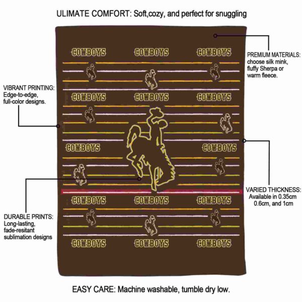 wyoming cowboys striped pattern brown blanket new arrival
