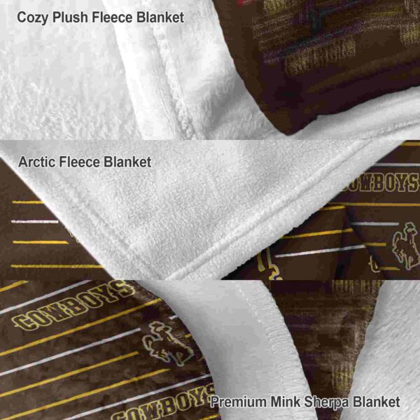 wyoming cowboys striped pattern brown blanket premium grade