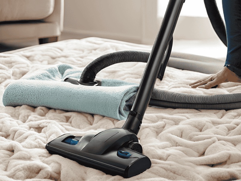 A thorough vacuuming helps remove shedding fibers and keep blankets clean