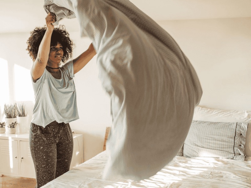 Shake your blanket out and try dry cleaning for best results