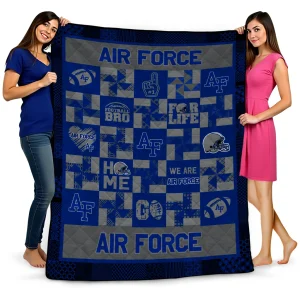 air force falcons helmet heart blue quilt blanket best selling