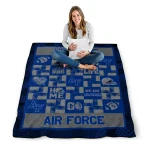 air force falcons helmet heart blue quilt blanket best selling