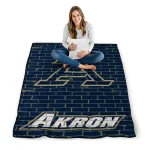 akron zips brick grid blue quilt blanket best selling