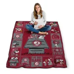 alabama crimson tide snoopy love crimson quilt blanket best selling