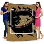 anaheim ducks block border gold quilt blanket best selling