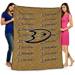 anaheim ducks bold red gold quilt blanket best selling