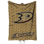 anaheim ducks brick grid gold quilt blanket best selling