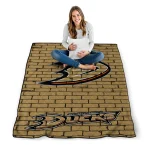 anaheim ducks brick grid gold quilt blanket best selling