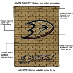 anaheim ducks brick grid gold quilt blanket best selling