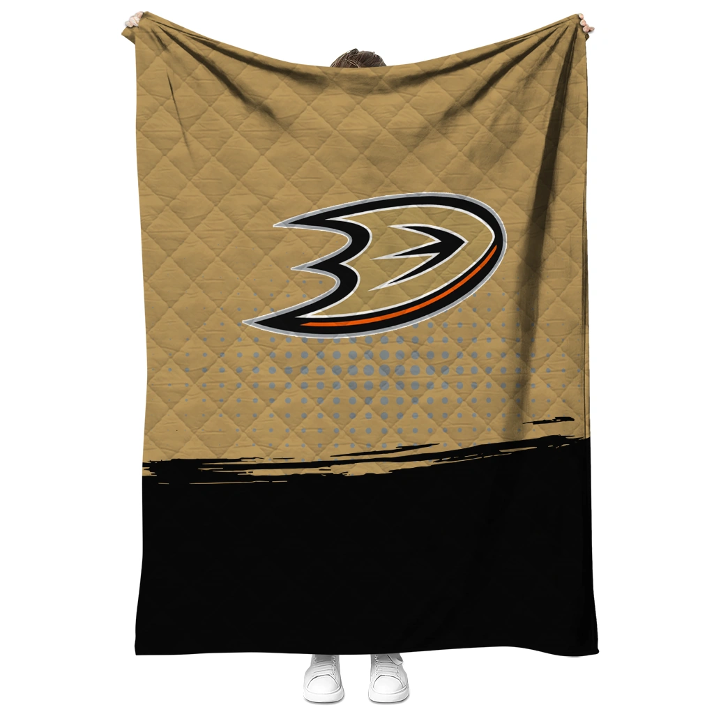 anaheim ducks dot illusion gold quilt blanket fashion forward
