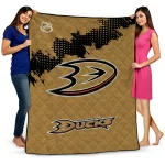anaheim ducks nhl shield gold quilt blanket best selling