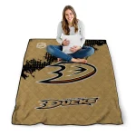 anaheim ducks nhl shield gold quilt blanket best selling