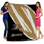anaheim ducks stroke art gold white quilt blanket best selling