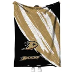 anaheim ducks stroke art gold white quilt blanket best selling