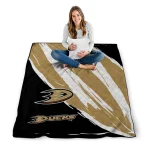 anaheim ducks stroke art gold white quilt blanket best selling