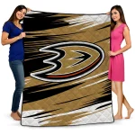 anaheim ducks wild lines gold white quilt blanket best selling