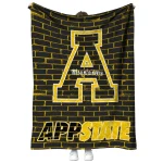 appalachian state mountaineers brick grid black quilt blanket best selling