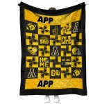appalachian state mountaineers helmet heart black quilt blanket best selling