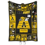 appalachian state mountaineers snoopy love black quilt blanket best selling