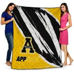 appalachian state mountaineers stroke art black white quilt blanket best selling