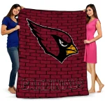arizona cardinals brick grid red quilt blanket best selling