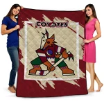 arizona coyotes block border red quilt blanket best selling