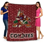 arizona coyotes brick grid red quilt blanket best selling