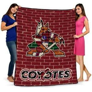 arizona coyotes brick grid red quilt blanket best selling